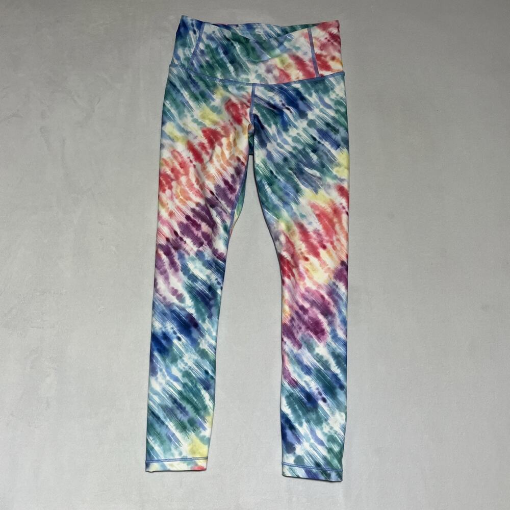 Athleta Rainbow Tie Dye Leggings Womens XS Colorful Love Proudly 7/8 Yoga Gym